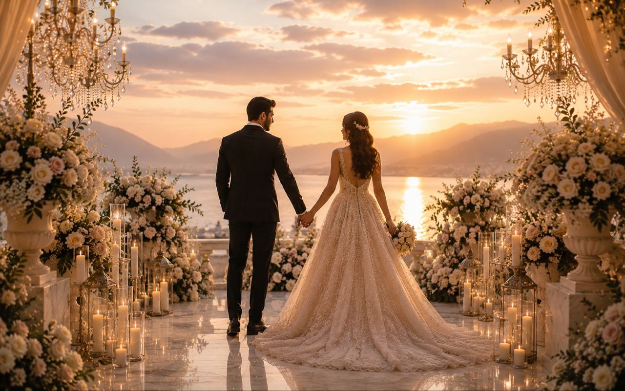لحظه‌ای از یک جشن عروسی؛ تصویر نمونه