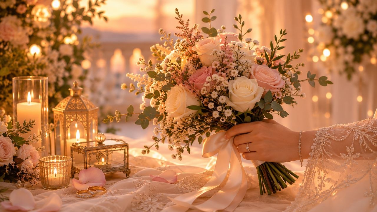قابی عاشقانه از عروس و داماد؛ تصویر نمونه